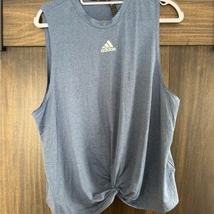 Adidas Blue Sleeveless Workout Twist Top